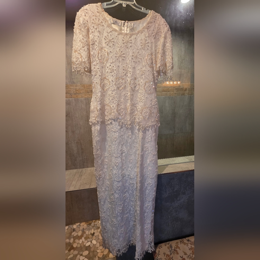 Scala Pearl-Trimmed White Dress